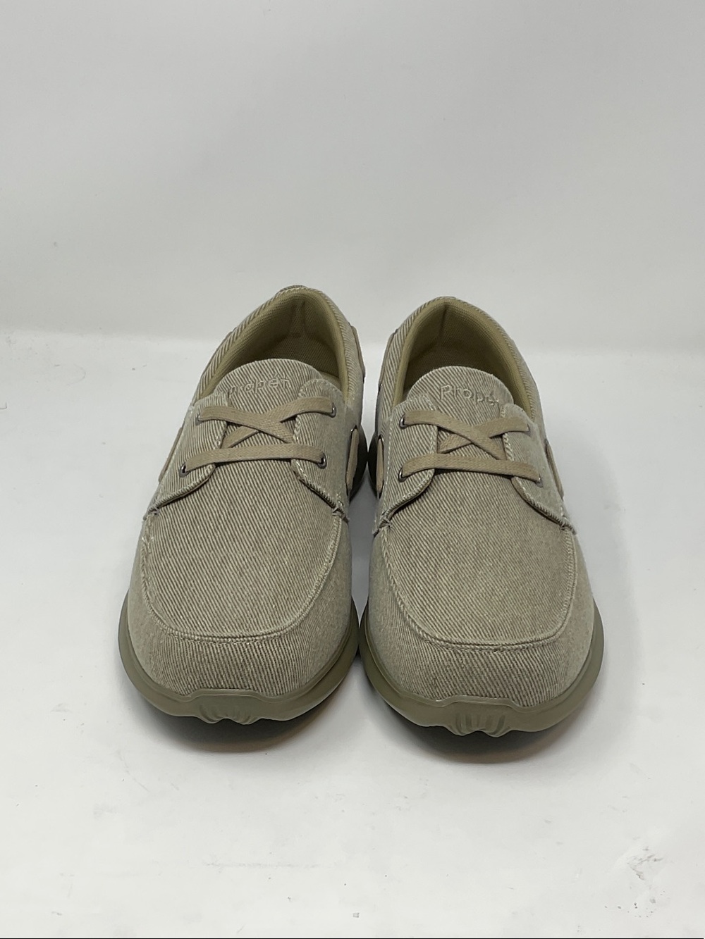 Propet Men's Slip-On Canvas Loafers in Beige Taupe